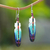 Garnet beaded dangle earrings, 'Intuition Feathers' - Handcrafted Blue Feather Dangle Earrings with Garnet Beads (image 2) thumbail