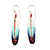 Garnet beaded dangle earrings, 'Intuition Feathers' - Handcrafted Blue Feather Dangle Earrings with Garnet Beads thumbail
