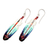 Garnet beaded dangle earrings, 'Intuition Feathers' - Handcrafted Blue Feather Dangle Earrings with Garnet Beads (image 2c) thumbail