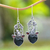 Garnet dangle earrings, 'Jungle Love' - Nature-Themed Heart-Shaped Dangle Earrings with Garnet Gems (image 2) thumbail