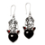 Garnet dangle earrings, 'Jungle Love' - Nature-Themed Heart-Shaped Dangle Earrings with Garnet Gems thumbail