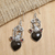 Garnet dangle earrings, 'Jungle Love' - Nature-Themed Heart-Shaped Dangle Earrings with Garnet Gems (image 2b) thumbail