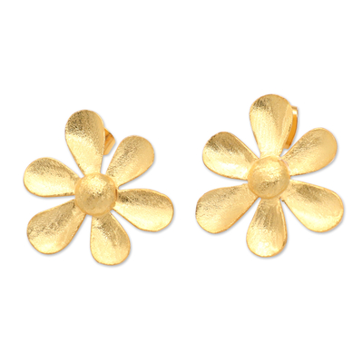 Vergoldete Ohrhänger, „Paradisial Garden“ – 18 Karat vergoldete Ohrhänger mit gebürstetem Satin-Finish