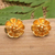 Gold-plated button earrings, 'Blooming Sunrise' - Floral 18k Gold-Plated Button Earrings Crafted in Bali