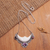 Amethyst and garnet pendant necklace, 'Nocturnal Aura' - Handcrafted Sterling Silver Moon Necklace with 1-Carat Gems (image 2b) thumbail