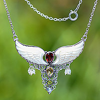 Multi-gemstone pendant necklace, 'Nocturnal Aura'