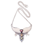 Multi-gemstone pendant necklace, 'Nocturnal Aura' - Wing-Themed Multi-Gemstone Pendant Necklace from Bali