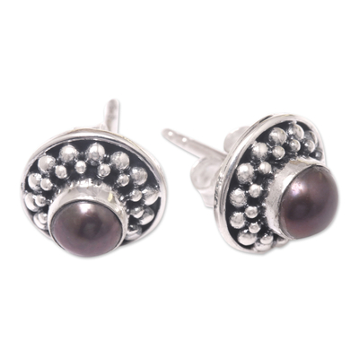 Cultured pearl stud earrings, 'Magical Glam' - Cultured Pearl and Sterling Silver Stud Earrings from Bali