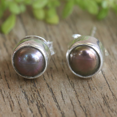 Aretes de perlas cultivadas - Aretes pequeños de plata esterlina con perlas cultivadas
