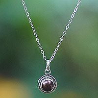 Cultured pearl pendant necklace, 'Perfect Shield' - Balinese Cultured Pearl & Sterling Silver Pendant Necklace
