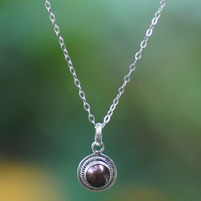 Cultured pearl pendant necklace, 'Perfect Shield' - Balinese Cultured Pearl & Sterling Silver Pendant Necklace