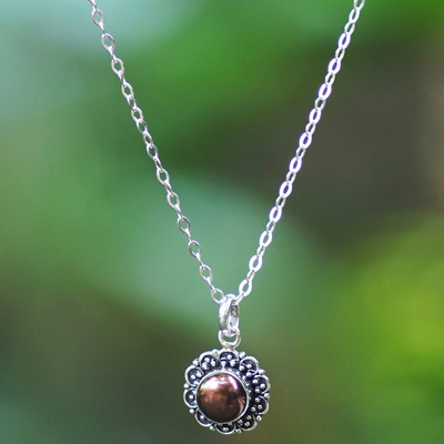 collar con colgante de perlas cultivadas - Collar con colgante floral de perlas cultivadas y plata de ley