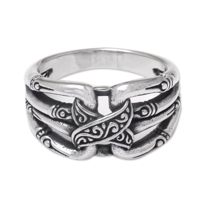 Sterling silver domed ring, 'Klungkung Bonds' - Polished Traditional Sterling Silver Domed Ring from Bali