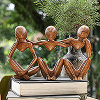 Wood sculpture, 'Friendly Illusion'