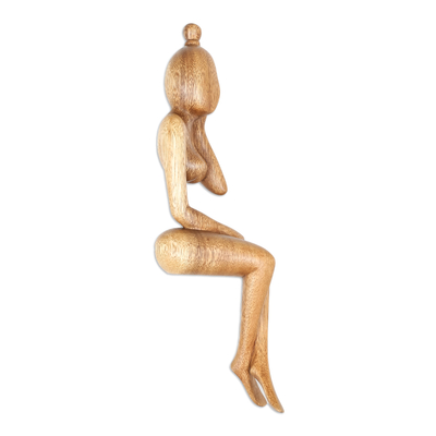 Escultura de madera - Escultura de Mujer en Madera de Suar Semi-Abstracta Tallada a Mano