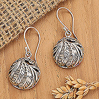 Sterling silver dangle earrings, 'Plumeria Leaves' - Sterling Silver Dangle Earrings with Frangipani Leaf Motif