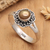 Cultured pearl single-stone ring, 'Summer Bloom' - Cultured Pearl and Sterling Silver Floral Single Stone Ring (image 2b) thumbail