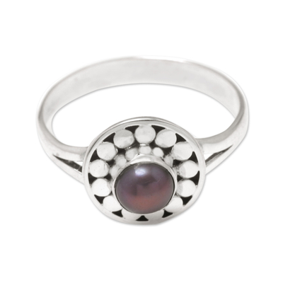 Cultured pearl single-stone ring, 'Fabulous Flair' - Sterling Silver Single Stone Ring with Brown Cultured Pearl