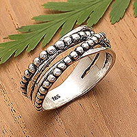 Sterling silver band ring, 'Cosmic Creation' - Polished Sterling Silver Band Ring Crafted in Bali