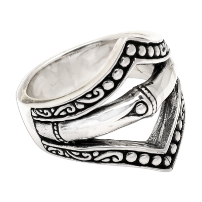 Sterling silver cocktail ring, 'Sacred Peaks' - Traditional Geometric Sterling Silver Cocktail Ring