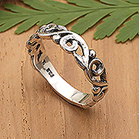Sterling silver band ring, 'Liberation' - Vine-Themed Sterling Silver Band Ring in a Polished Finish