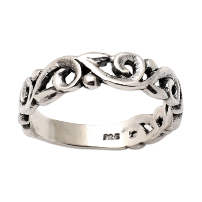 Sterling silver band ring, 'Liberation' - Vine-Themed Sterling Silver Band Ring in a Polished Finish