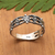 Sterling silver band ring, 'Klungkung Vibes' - Polished Beaded Sterling Silver Band Ring Crafted in Bali (image 2) thumbail