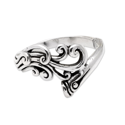 Sterling silver cocktail ring, 'Divine Winds' - Polished Windy Sterling Silver Cocktail Ring from Bali