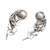 Cultured pearl ear climbers, 'Ever Heavenly' - Floral Sterling Silver Ear Climbers with Grey Pearls (image 2b) thumbail