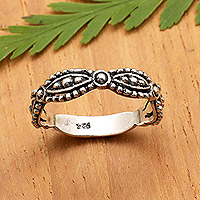 Sterling silver band ring, 'Dear Sweetness'