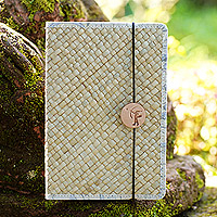 Natural fiber journal, 'Archer's Memories' - Handcrafted Natural Fiber Journal with Tropical Batik Motifs