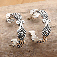 Sterling silver half-hoop earrings, 'Eternal Sunshine' - Sterling Silver Half-Hoop Earrings Crafted in Bali