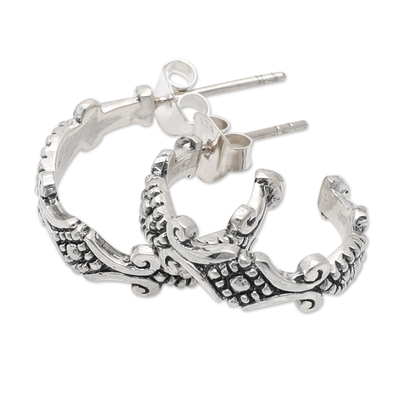 Sterling silver half-hoop earrings, 'Eternal Sunshine' - Sterling Silver Half-Hoop Earrings Crafted in Bali