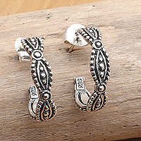 Sterling silver half-hoop earrings, 'In Your Eyes' - Sterling Silver Half-Hoop Earrings Made in Bali