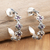 Amethyst half-hoop earrings, 'Floral Purple' - Floral Sterling Silver and Amethyst Half-Hoop Earrings