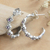 Amethyst half-hoop earrings, 'Floral Purple' - Floral Sterling Silver and Amethyst Half-Hoop Earrings