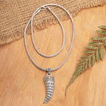 Men’s citrine pendant necklace, 'Mighty Yellow' - Men’s 925 Silver Fang Pendant Necklace with Citrine Stone