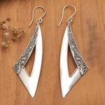 Sterling silver dangle earrings, 'Sail to Badung' - Traditional Triangular Sterling Silver Dangle Earrings