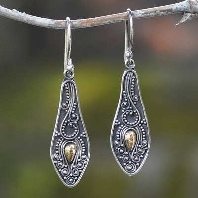 Gold-accented dangle earrings, 'Papaya Enchantment' - 18k Gold-Accented Sterling Silver Papaya Dangle Earrings