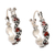 Garnet hoop earrings, 'Supreme Red' - Sterling Silver & Garnet Hoop Earrings with Oxidized Finish