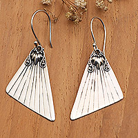 Sterling silver dangle earrings, 'Modernity Wings'