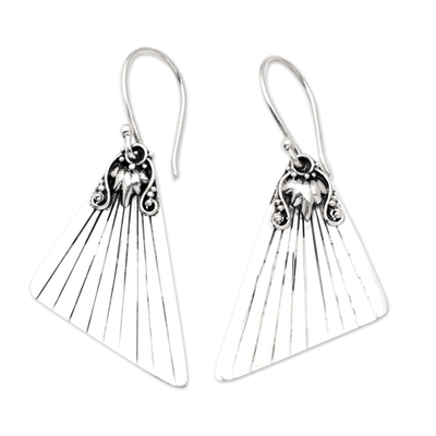 Sterling silver dangle earrings, 'Modernity Wings' - Modern Sterling Silver Dangle Earrings with Geometric Style