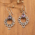 Amethyst dangle earrings, 'Wise Morning Flowers' - Swirling Sterling Silver Dangle Earrings with Amethyst Gems