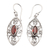 Garnet filigree dangle earrings, 'Perseverance Eyes' - Sterling Silver Filigree Dangle Earrings with Garnet Jewels thumbail