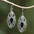 Onyx filigree dangle earrings, 'Guard Eyes' - Sterling Silver Filigree Dangle Earrings with Onyx Jewels