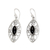 Onyx filigree dangle earrings, 'Guard Eyes' - Sterling Silver Filigree Dangle Earrings with Onyx Jewels
