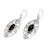 Onyx filigree dangle earrings, 'Guard Eyes' - Sterling Silver Filigree Dangle Earrings with Onyx Jewels