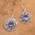Amethyst dangle earrings, 'Purple Frangipani' - Amethyst and Silver Dangle Earrings with Frangipani Motif (image 2) thumbail