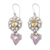 Cultured Mabe pearl and citrine dangle earrings, 'Chic Bloom' - Cultured Mabe Pearl Citrine & Silver Floral Dangle Earrings thumbail