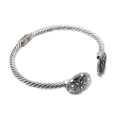 Sterling silver cuff bracelet, 'Island Sensations' - Floral Sterling Silver Cuff Bracelet in a Polished Finish